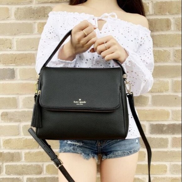kate spade Handbags - Kate Spade Black Pebbled Leather Crossbody Bag Satchel Chester Street Miri 8344